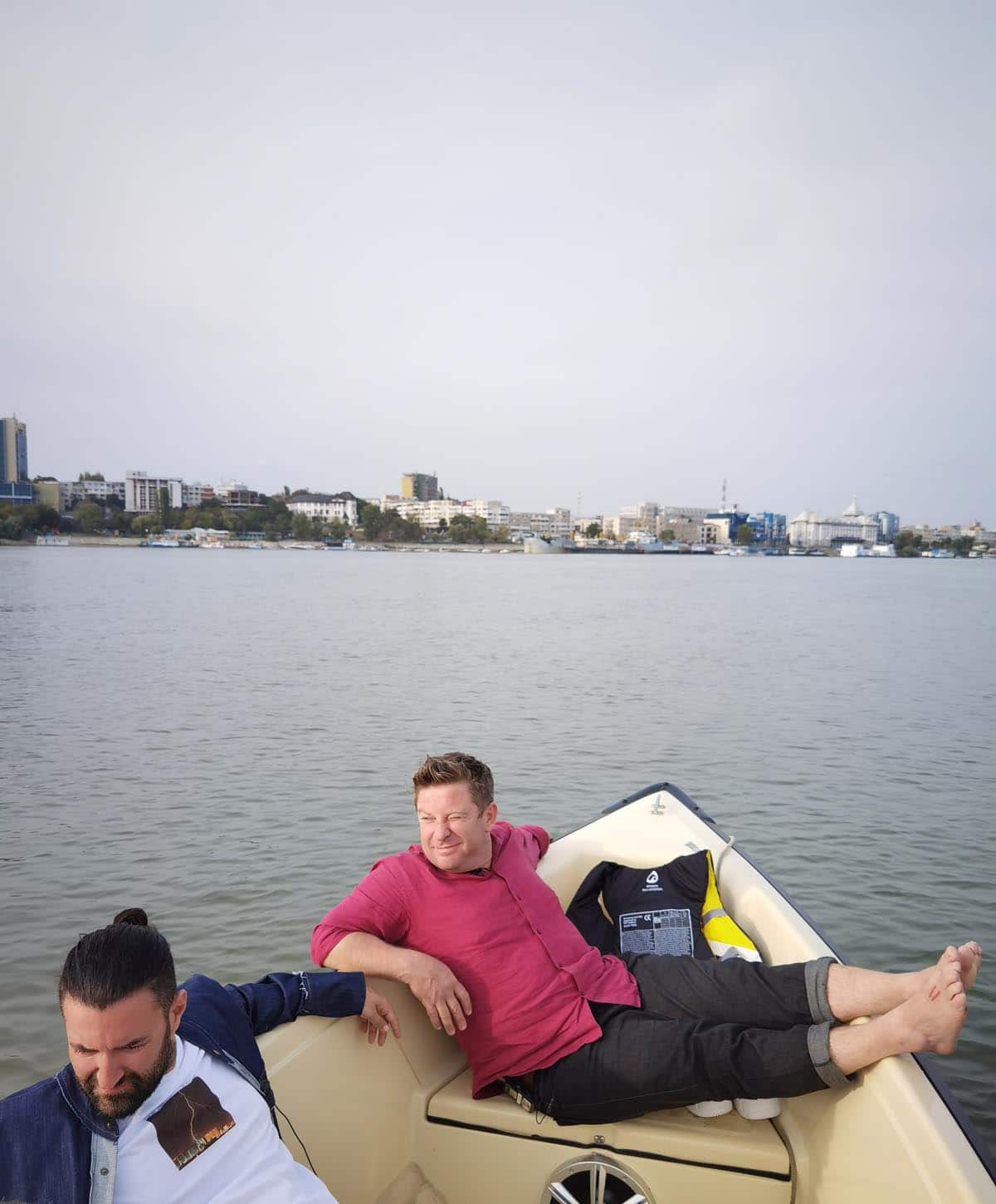 Boat ride on the Danube with Galati in the background